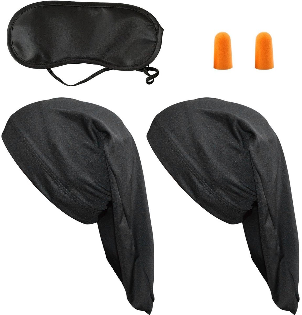 Inovra- Oordopjes Slapen - Lange Buisdoppen - Oogmasker - Slaapmuts - Elastische Niche - Comfortabele Stof - Slaapset