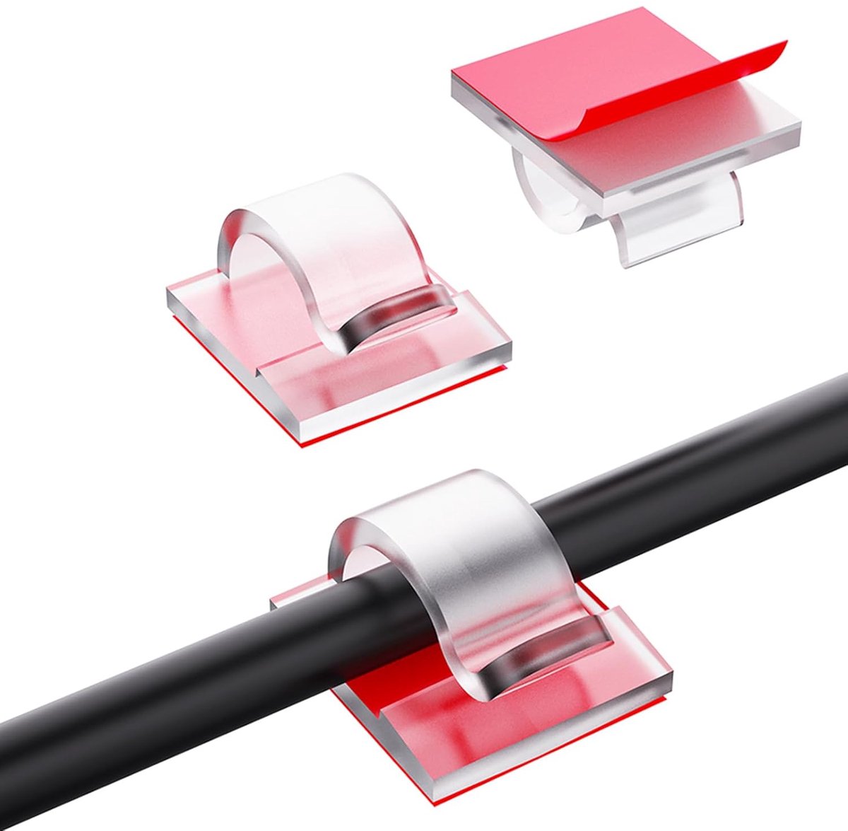 SnelShoppen - 60 Stuks Kabelhouders Outdoor Kabelclips - Zelfklevende Kabelklemmen voor Kabelmanagement - Lichtketting Haken - ABS - Compact en Sterk