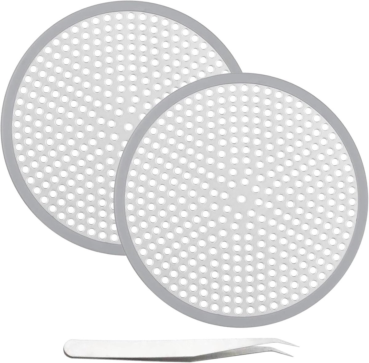 2 Stuks Ronde Afvoerzeef voor Douche en Bad - Roestvrijstalen Haarvanger met Pincet voor Keuken en Badkamer, Effectieve Haarfilter en Afvoerbescherming