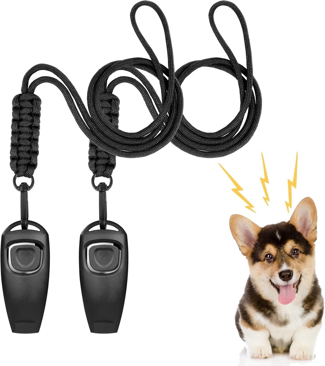 Training Fluitje voor Honden, 2-in-1 Set met Clicker en Fluitje voor Effectieve Buitentraining en Sportactiviteiten