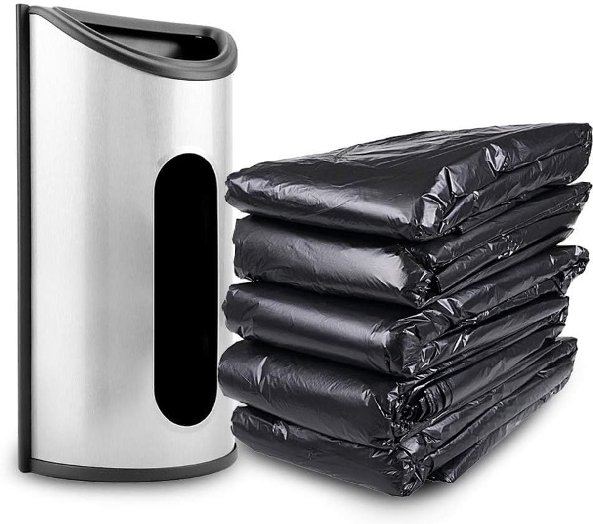 Roestvrijstalen zakdispenser voor plastic zakken, organizer voor boodschappentassen en keukenopslag, handige houder voor kasten en ruimtes