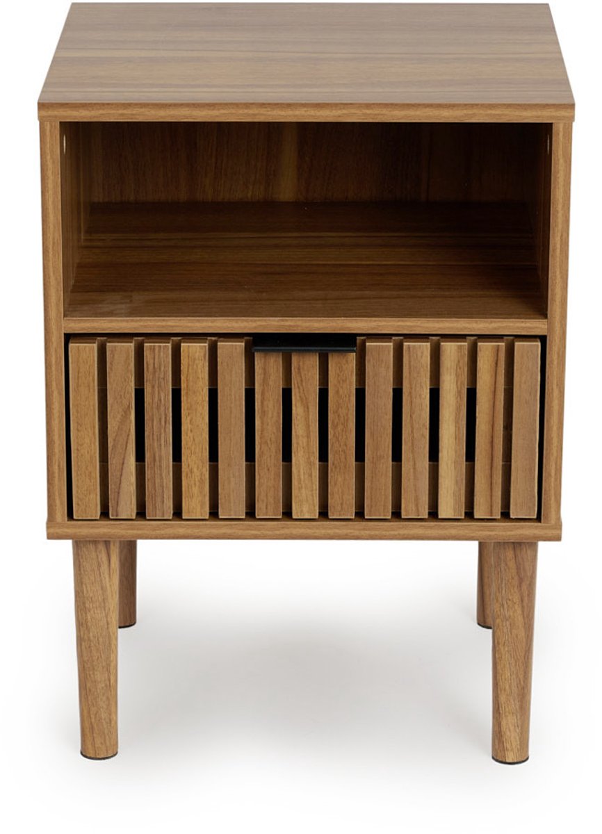 Lifa Living Nachtkastje met latjes - Walnoot - 40x35x55 cm