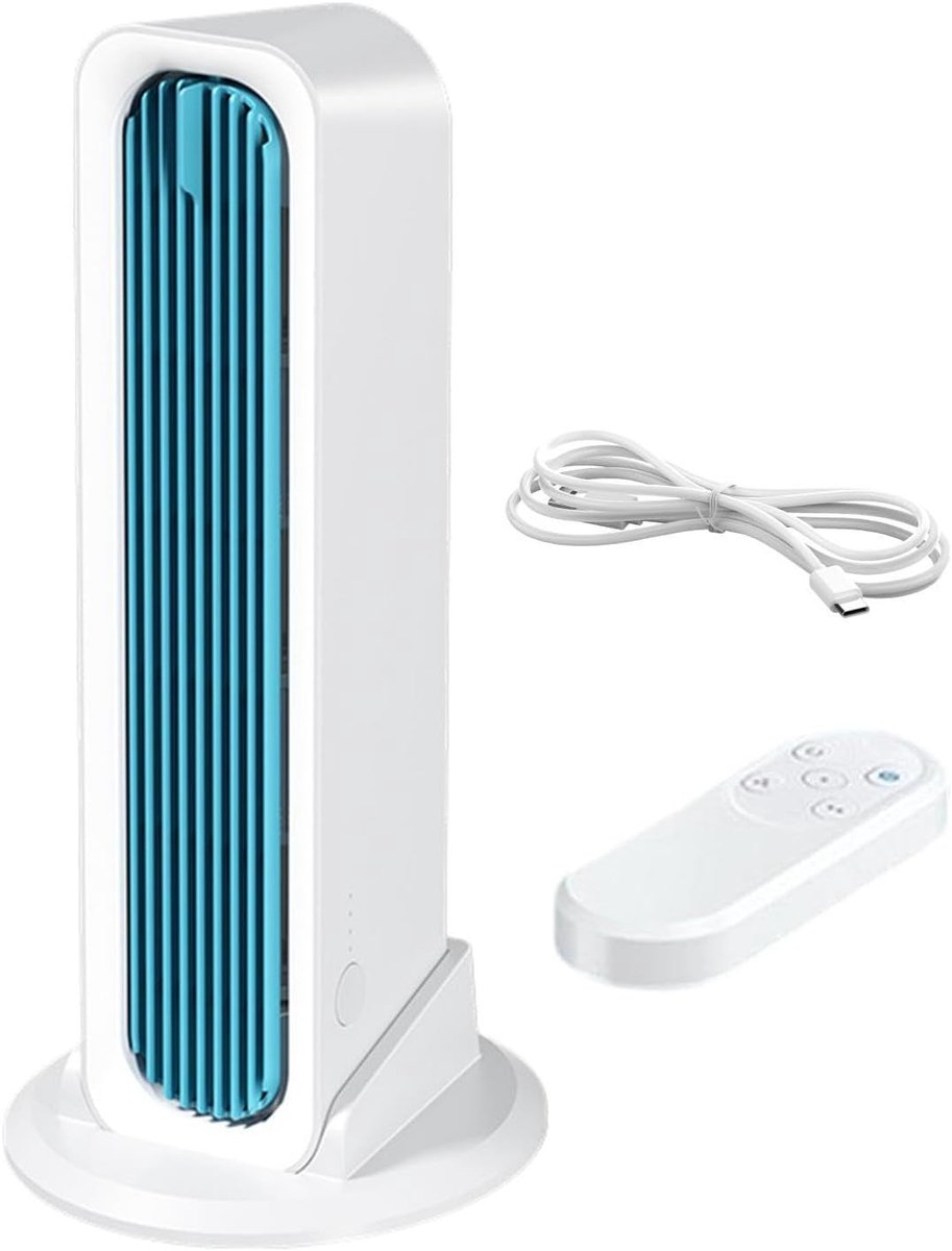 Trillingen Tower Fan | 3-snelheidstoegevoelige draadloze koeling | Towerkoelventilator nachtkastje | voor home office, studentenkamer, woonkamer, slaapkamer, bureau, nachtkastje,wit, met afstandsbediening