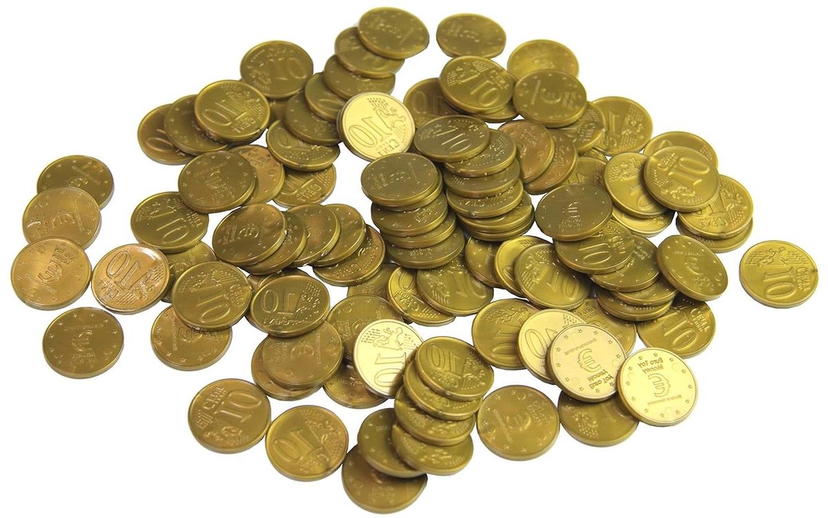 Speelgeld munten - Euro centen - Spelenderwijs leren - Gemaakt van gerecycled plastic - 100 stuks - Zilverkleurig