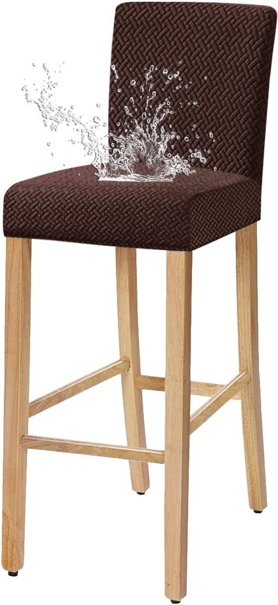 Barkrukhoezen Set - Stoelhoezen - Bescherming en Decoratie - Waterproof en Stretchy - Set van 4 - Bruin
