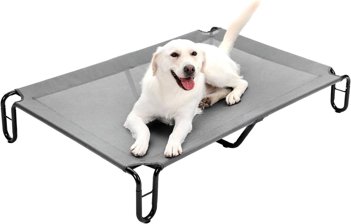 Verhoogd Hondenkussen - Hondenmand Buiten - Comfortabel Rusten - Ademend Mesh - 48x33.5x8 Inch - Grijs