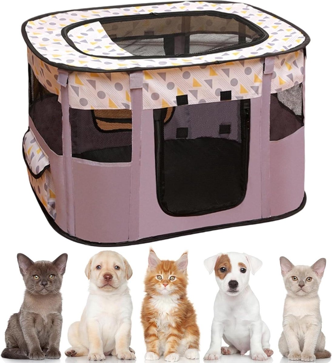 Dierenren - Opvouwbare ren - Veilig spelen - Met 2 deuren - 90 x 70 x 58 cm - Paars