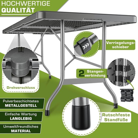 Tuintafel Inklapbaar - Klaptafel Buffet - Feestelijke Bijeenkomsten - Weerbestendig Kunststof - 220 x 70 cm - Antraciet — afbeelding 3