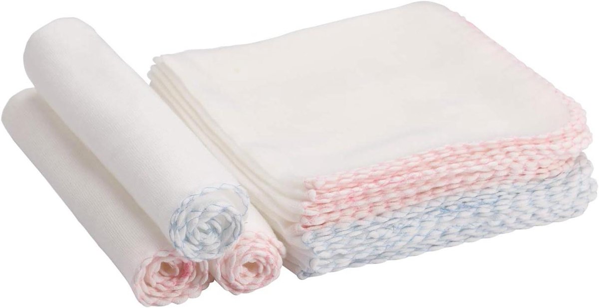 Gezichtsreinigingsdoeken - Mousseline doekjes - Make-up verwijderen - Zacht en huidvriendelijk - 20 stuks - Roze en blauw