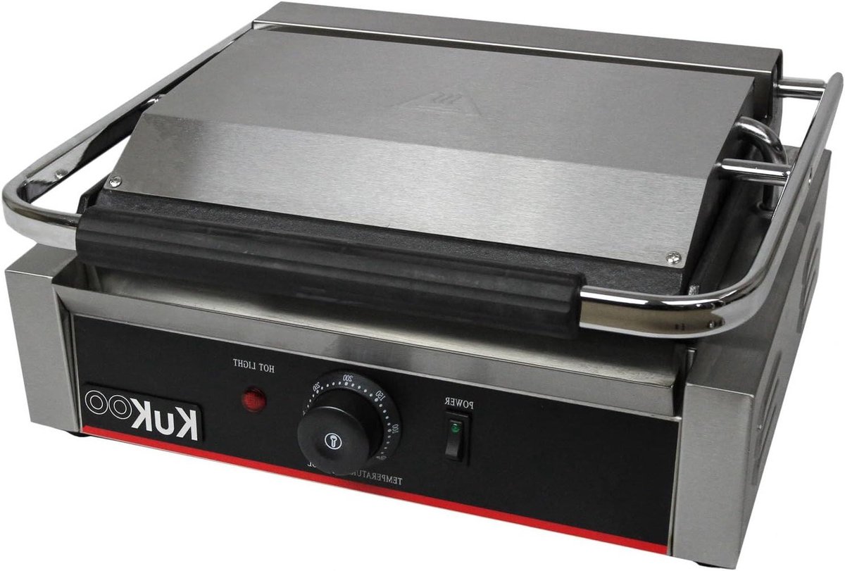 Contact Grill - Sandwich Maker - Warme Broodjes Maken - Gietijzeren Grillplaat - 31 x 43 cm - Rood