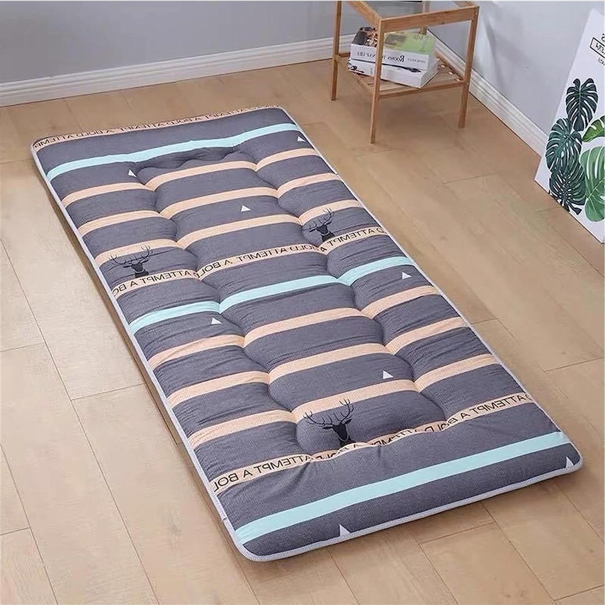 Japanse vloermatras - Futon matras - Slapen en loungen - Opvouwbaar en draagbaar - 190x200cm - Grijs
