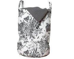 New Bed Bloemen Gedetailleerde gravure Lente Wasmand met Handvatten en Koordsluiting, 33 cm x 48 cm
