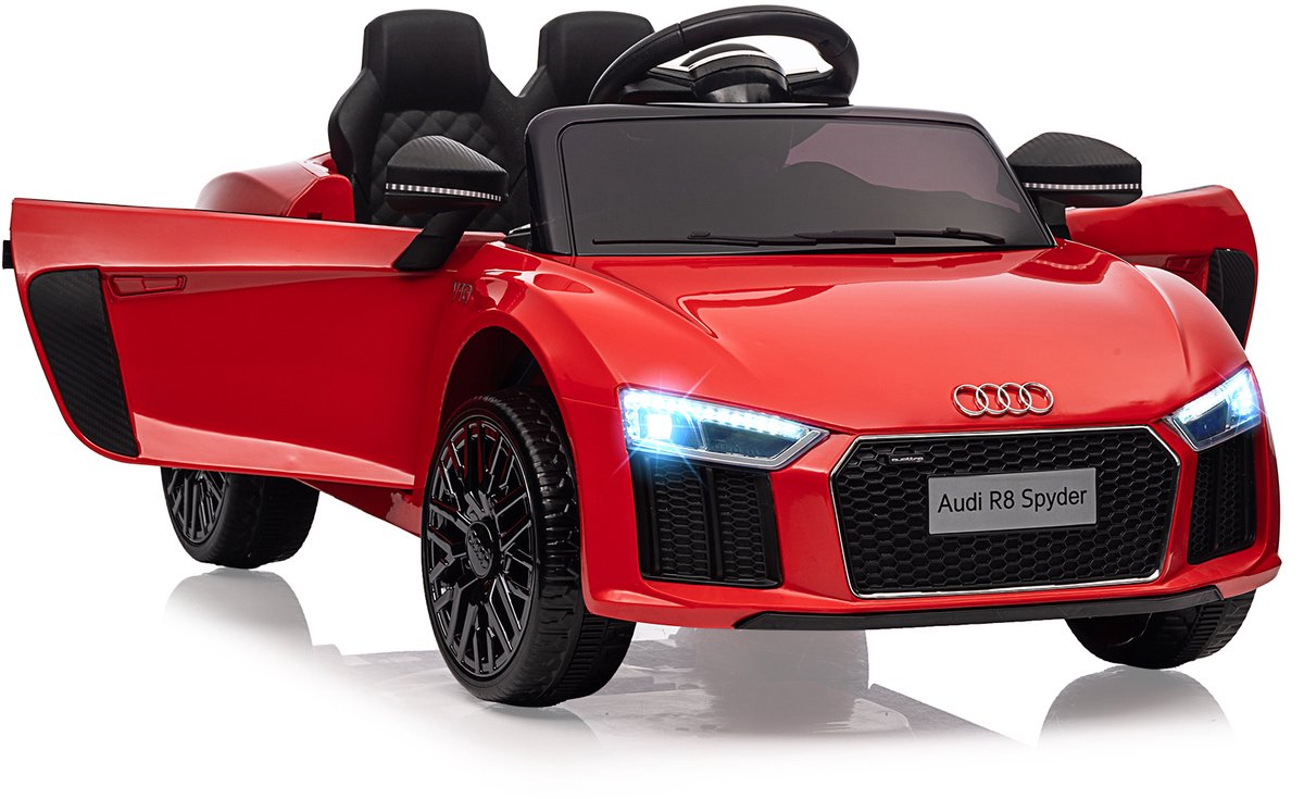 Elektrische Kinderauto Audi R8 - 6V Ride-On Auto met 2 Motoren - Elektrisch Auto met Muziek & LED Koplampen - Afstandsbediening - Rood