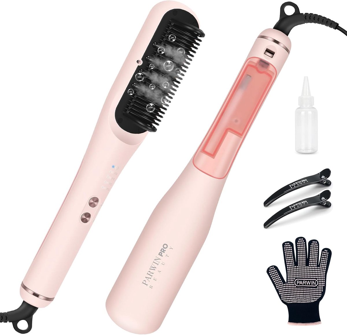 3-in-1 Stoomborstel met Ionentechnologie en LED-Display voor Intensieve Haarverzorging