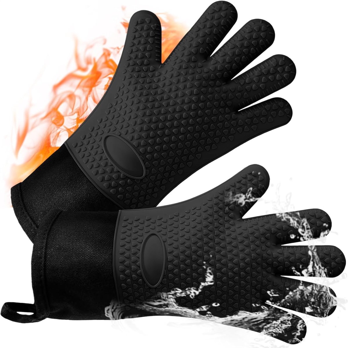 Thijox - Siliconen Ovenhandschoenen - 1 Paar - Zwart - Verlengd - Hittebestendige Keukenhandschoenen voor Bakken en Koken - Perfect voor BBQ, Grill en