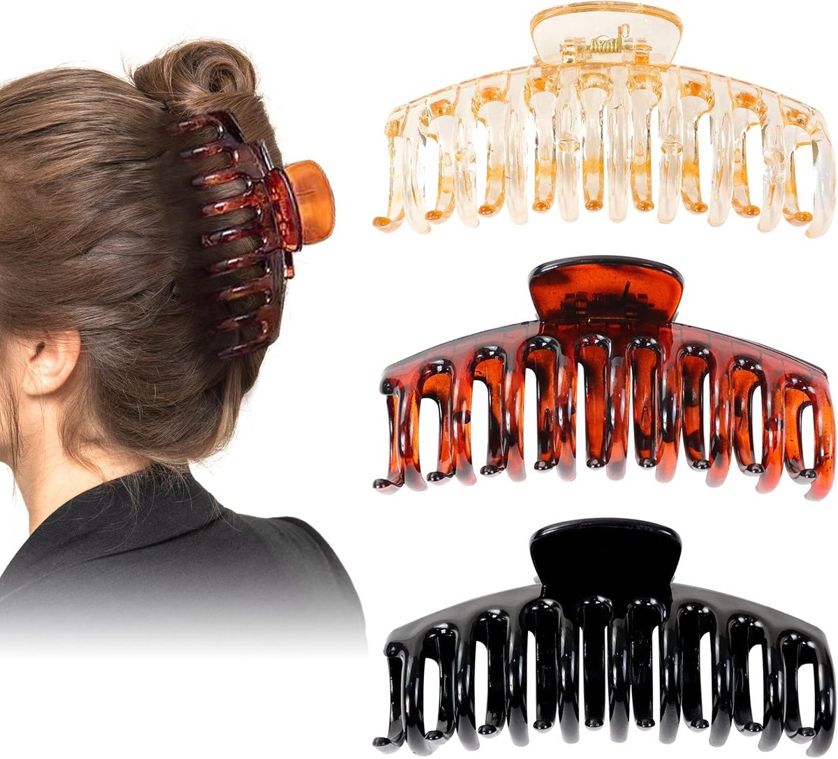 Thijox - 3 Stuks Haarklemmen - 10 cm Grote Antislip Haarclips voor Dik Haar - Haarstyling Accessoires voor Feest, Dagelijks Gebruik en Speciale Gelege
