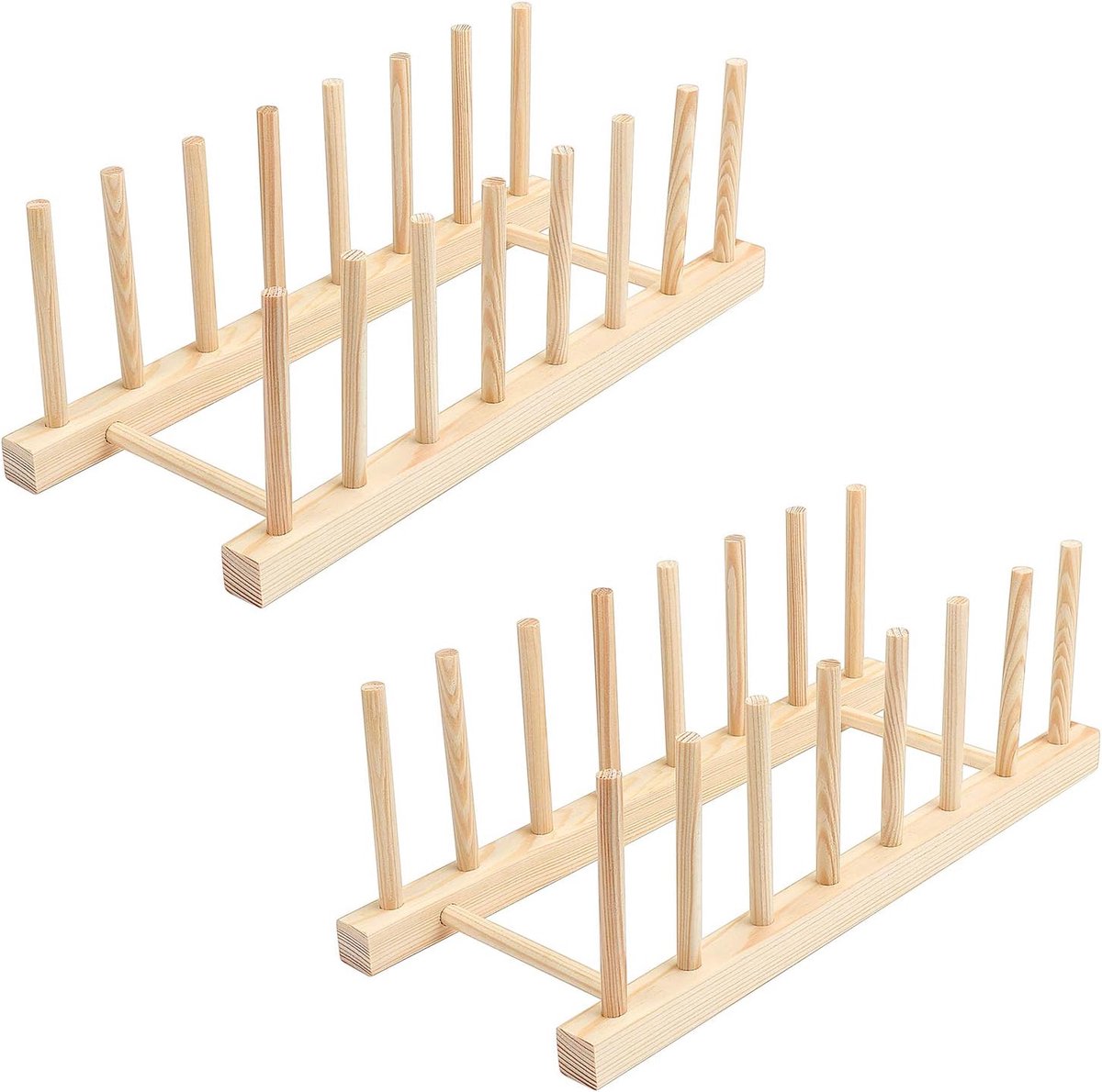 Thijox - 2 Pack Bamboe Keukenrek - Duurzaam Houten Bamboe Houder voor Servies, CD's, Boeken en Wijnglazen - Milieuvriendelijk en Stijlvol Design