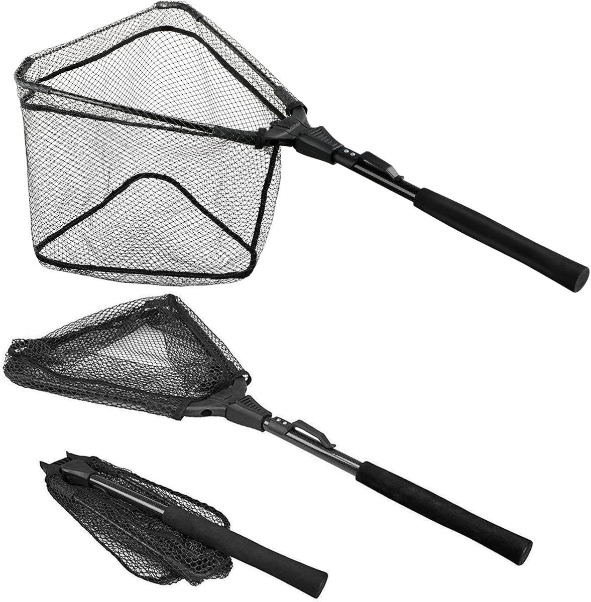 Thijox - Visschepnet met Telescoopstang, Duurzaam Nylon, 20" Hoepel, Opvouwbaar, Ideaal voor Vissers, Vrijlaten of Vangen van Vissen, Perfect Cadeau v