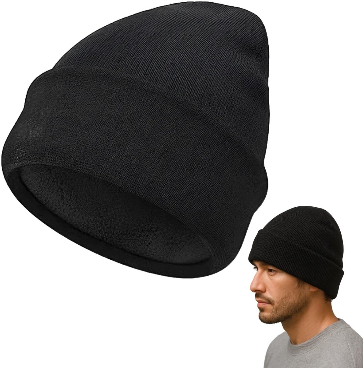 Dailygoods - Gebreide Wollen Muts voor Heren en Dames - Fleece Gevoerd en Winddicht