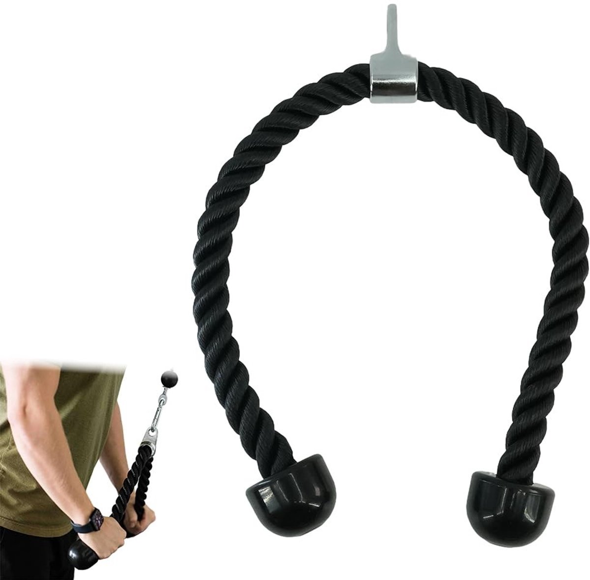 Dailygoods- Tricepstouw 90 cm - Antislip Handgreep - Krachtstation - Biceps/Triceps - Duurzaam Nylon - Robuuste Grip - Fitnesskoord