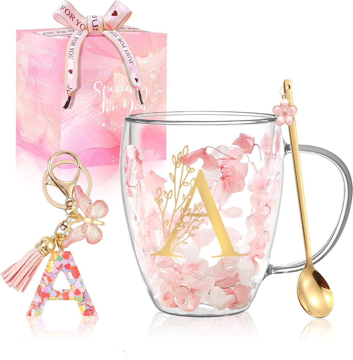 Dailygoods- Koffiekopjes Dubbelwandig - Geschenken voor Dames - Gepersonaliseerde Mokken - Hittebestendig Borosilicaatglas - Ideaal voor Warme/Koude Dranken