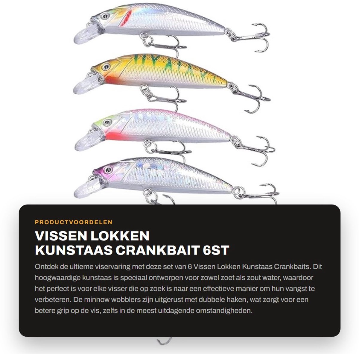 Dailygoods- Crankbait Set 6st - Kunstaas Snoek - Kunstaas Roofvis - Kunstaas Baars - Minnow Wobblers - Dubbele Haak