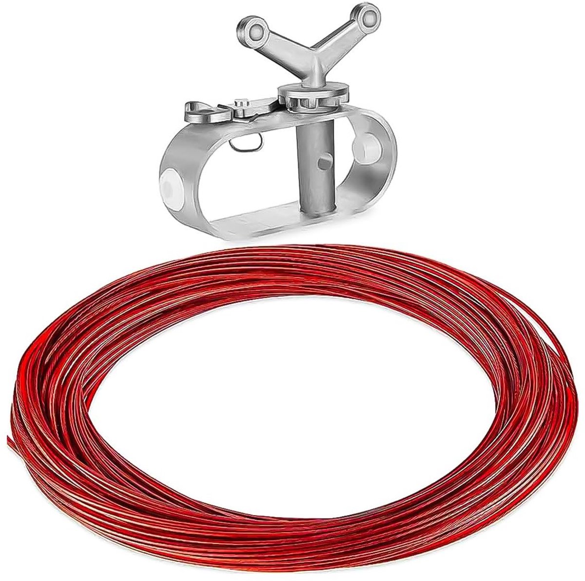 Dailygoods- Zwembadafdekking Kabel- en Lierset 100ft - Draad/Ratelset - Kabelspanner - Voor Bovengrondse Zwembaden - Aluminium/Roestvrij Staal - Duurzaam Ontwerp - Zwembadaccessoires
