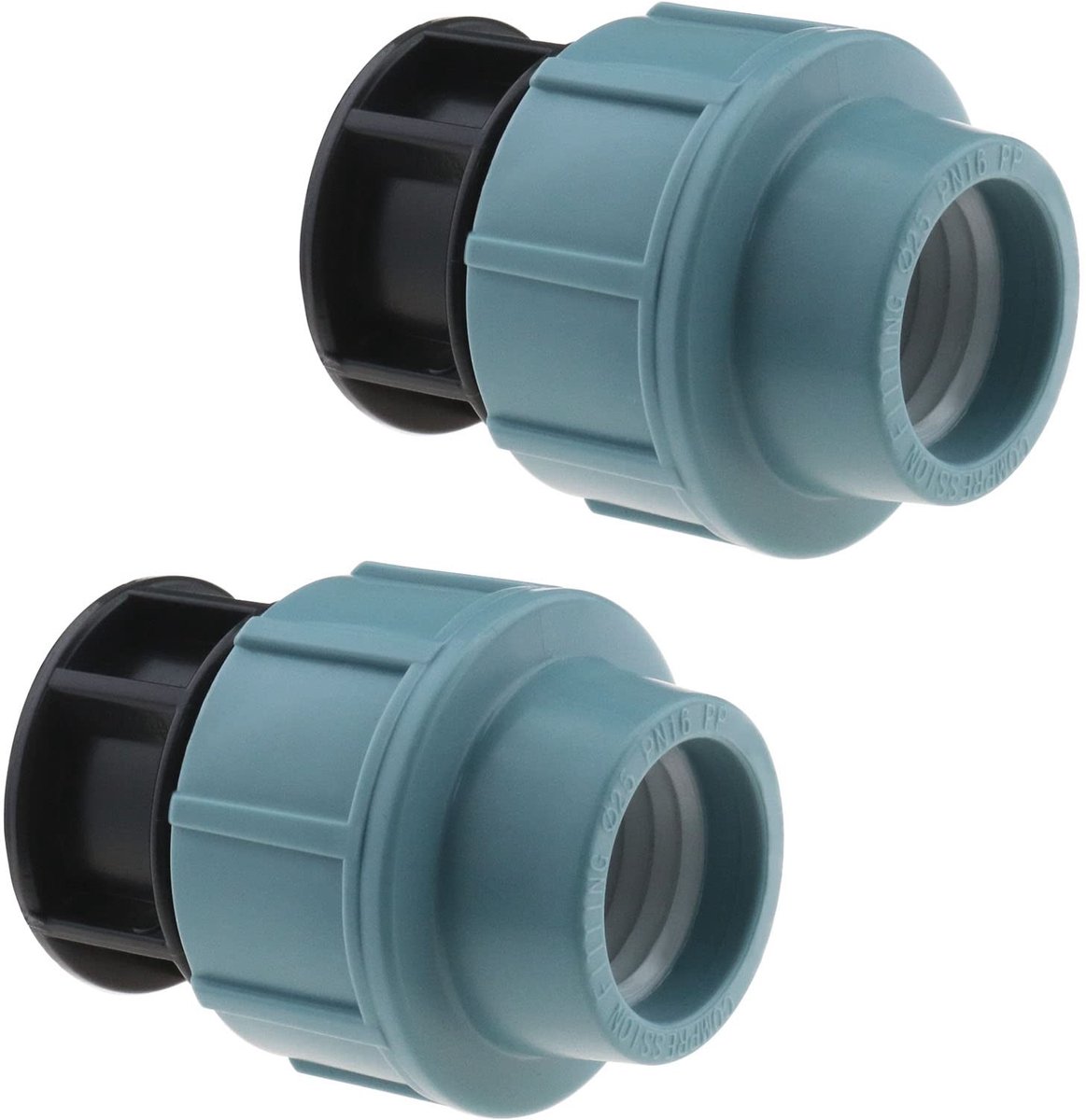 Dailygoods- Compressie Fitting 25mm - 2 Stuks - Waterpijp Stop - PE Koppeling - Lekvrij - Duurzaam - PP Materiaal - Waterleidingfitting