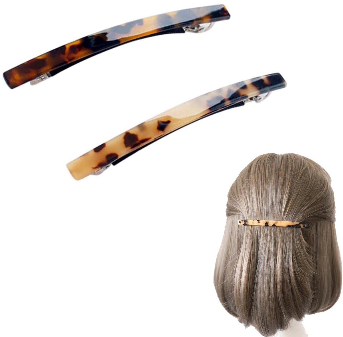 Dailygoods- Haarspelden 2 Stuks - Franse Haarspeldenset - Schildpadclips - Duurzaam - Stevige Grip - Elegant Retro Design - Haarclip