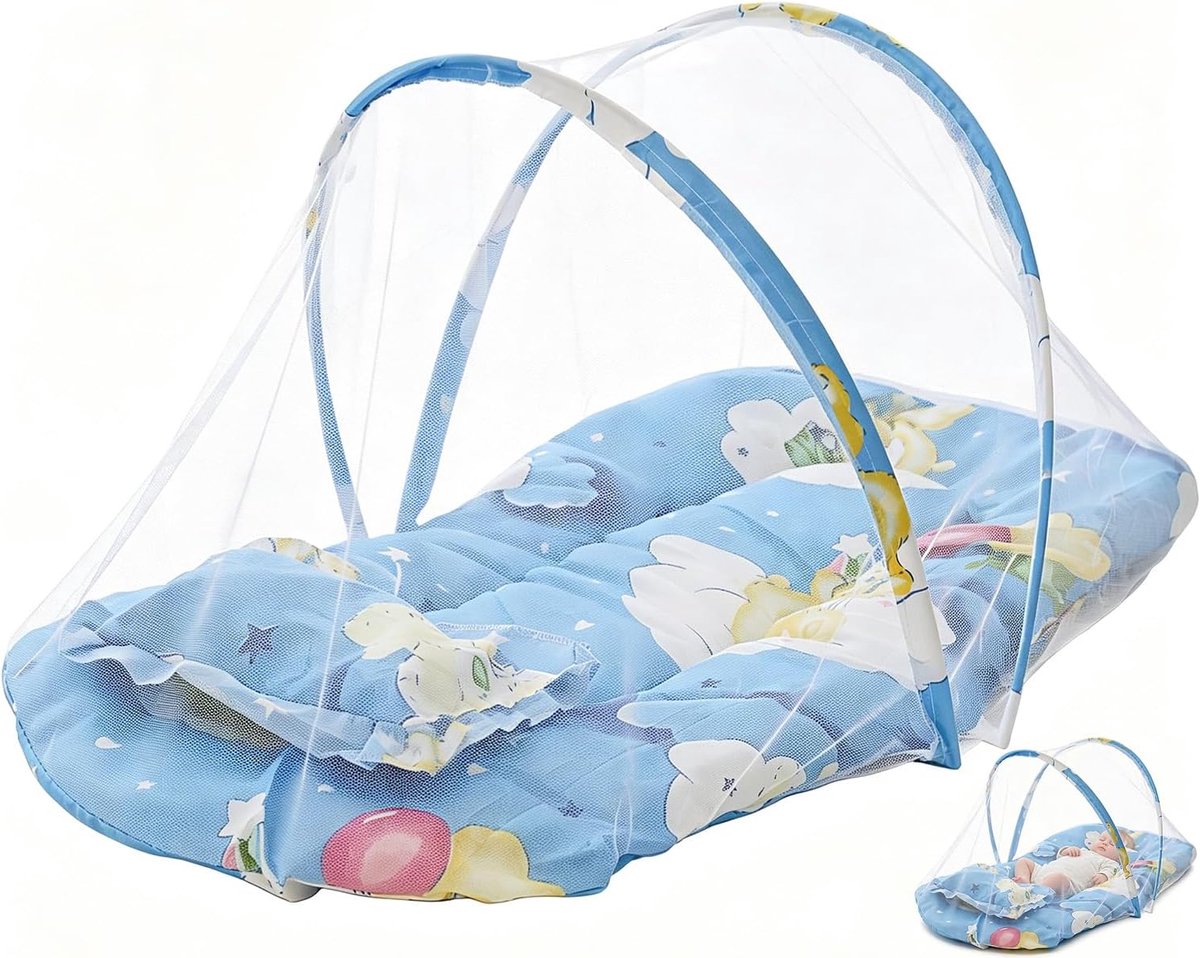 Thijox - Opvouwbaar Muskietennet voor Bedden - Insectenwerend, Polyester, Blauw, Ideaal voor Kinderen, Gezinnen, Camping en Buitenactiviteiten