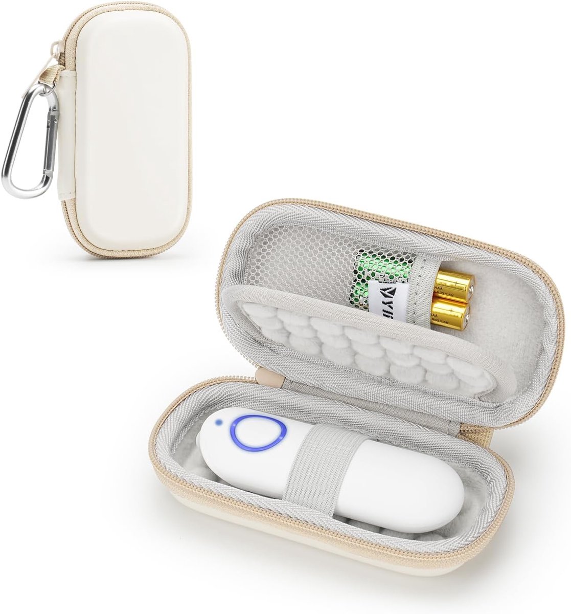 SnelShoppen - Hard EVA Case voor Insectenbeet Healer, Mosquito Bite Heat Stick, Beschermhoes, Schokabsorberend, Beige, Geschikt voor USB Kabel, Adapte
