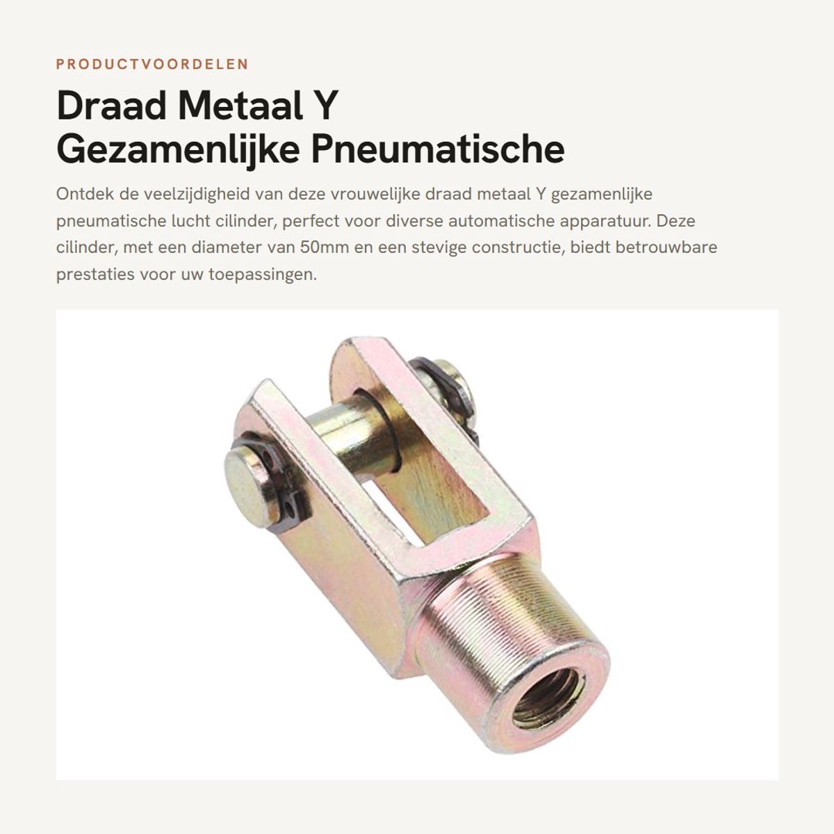 Dailygoods- Pneumatische Cilinder 50mm - Draad M16 x 1,5 - U-vorkgat 10mm - Totale grootte 10 x 10 x 25,4mm - Netto gewicht 170g - Ideaal voor Automatische Apparatuur - Luchtcilinder