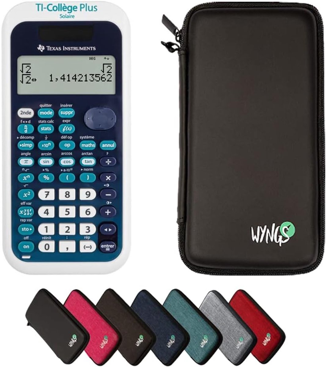 Thijox - CALCUSO Voordeelpakket: Wetenschappelijke rekenmachine TI College Plus met WYNGS beschermhoes zwart, uitgebreide garantie, ideaal voor school