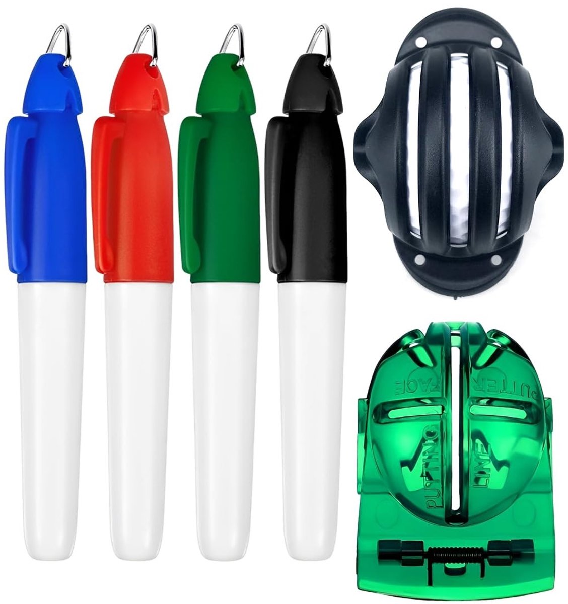 Dailygoods- Golfbal Markeringsgereedschap Set - 6-delige Set - Viltstiften - Halfronde Sjablonen - Duurzaam - Lichtgewicht - Golfmarker