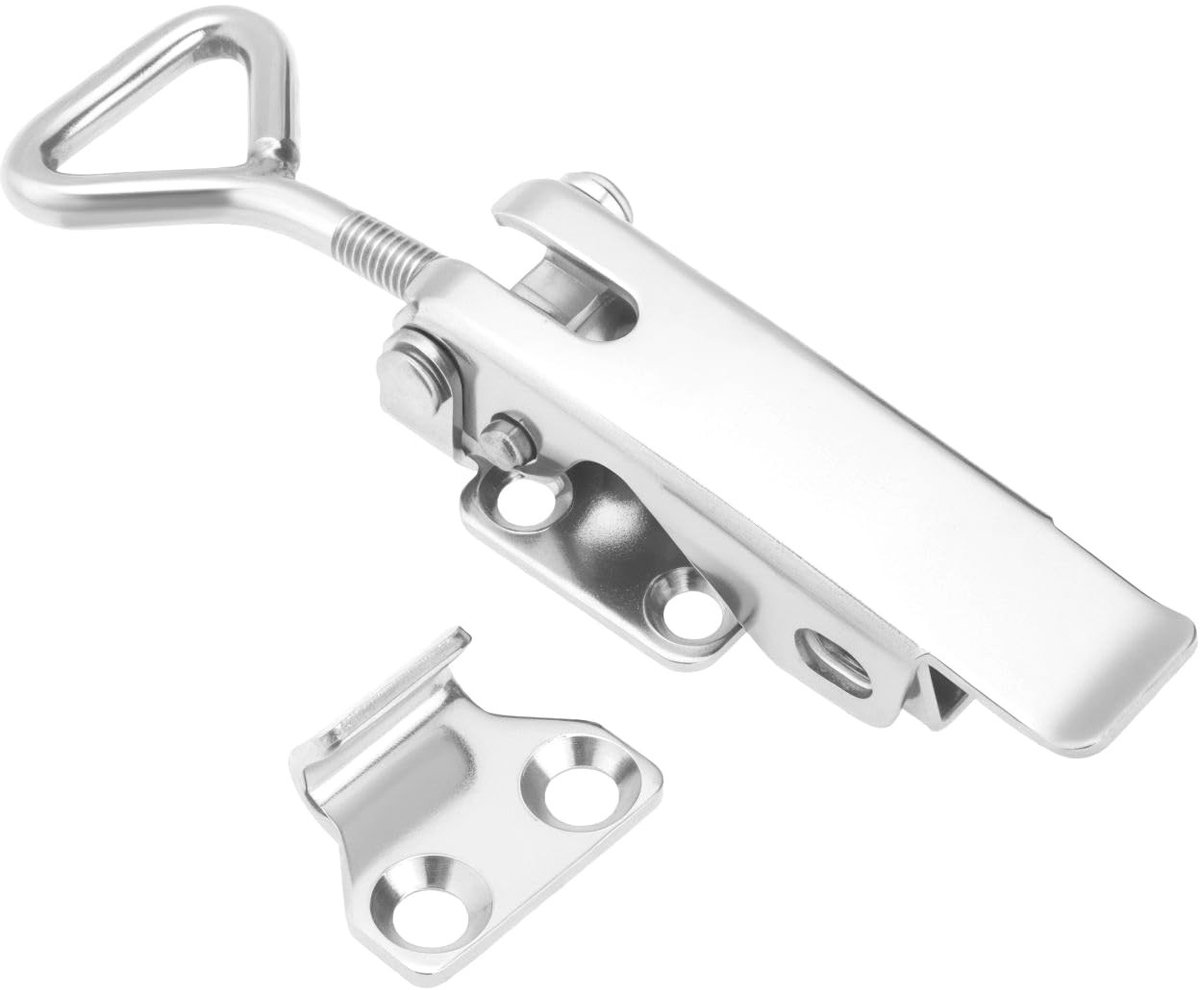 Dailygoods- Toggle Lock Verstelbaar 120MM - Roestvrij Staal - Krat Lock - 3KN Laadvermogen - Oogjes voor Veiligheid - Duurzaam en Betrouwbaar - Beveiligingsslot