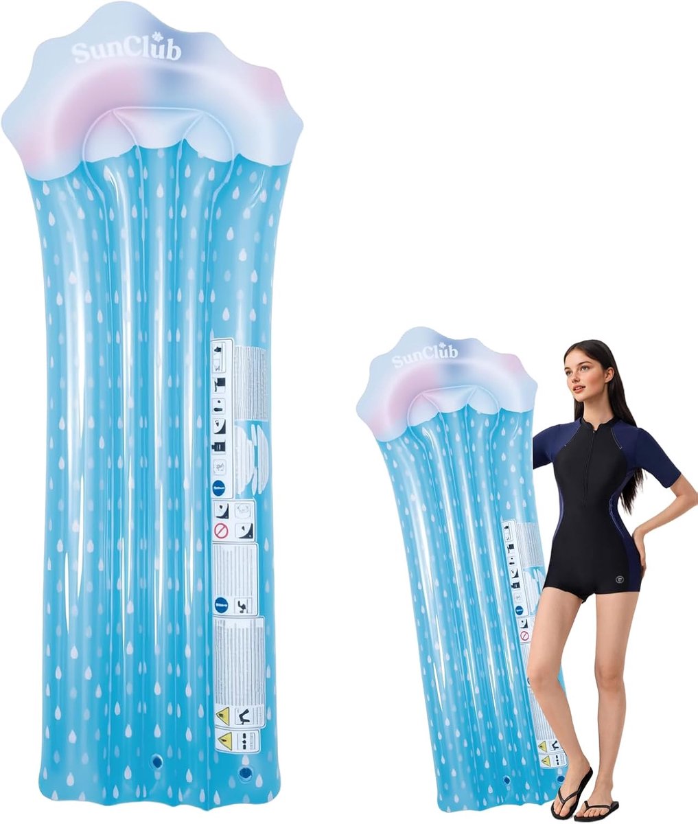 Thijox - Opblaasbaar Matras voor Zwembad, Drijvende Hangmat, Comfortabel Waterbed voor Strand en Party, 170 x 62 cm, Ideaal voor Ontspanning en Zomerp
