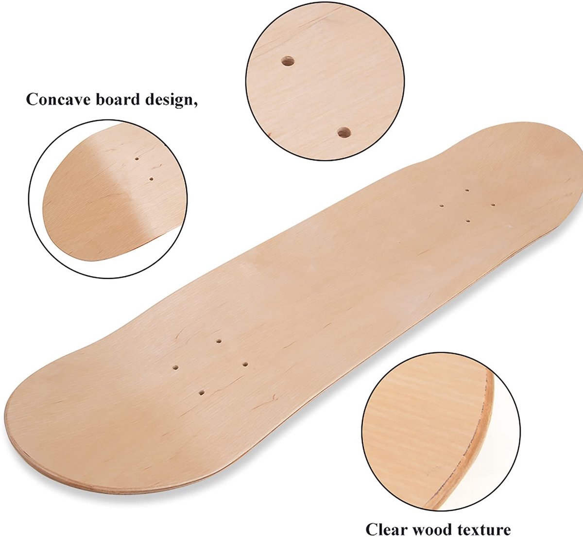 Dailygoods- Skateboard Deck 8.5 - Esdoornhout - Dubbele Warped - Concave Board - Skateboard Accessoire - Lichtgewicht