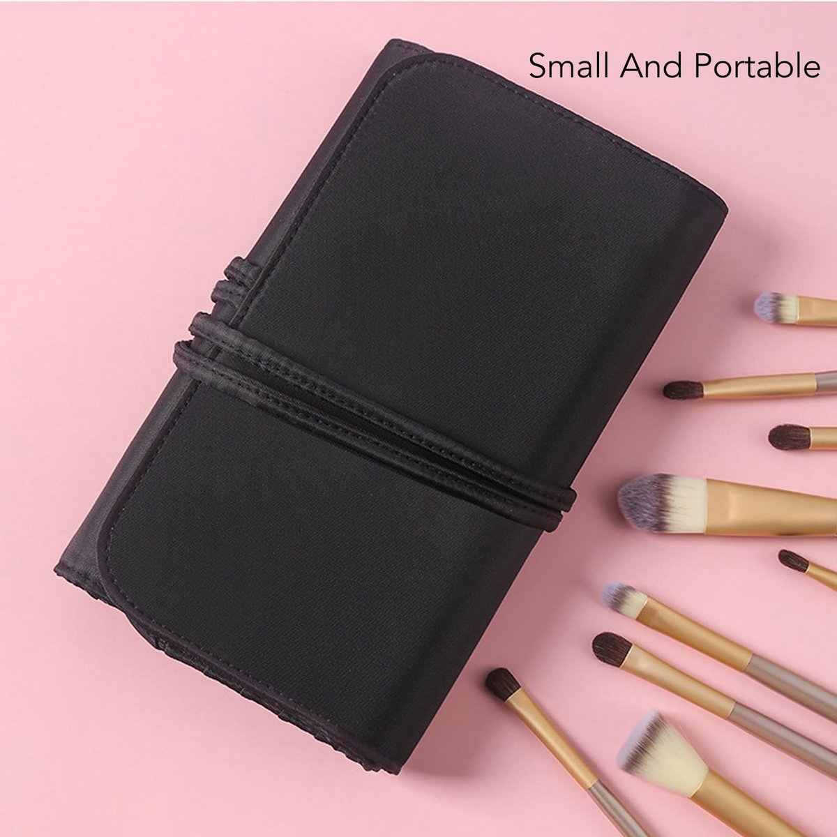 Dailygoods- Make-upborstelkoffer Grote Capaciteit - Cosmetische Opbergtas - Waterdichte Organizer - Draagbaar - 26 Gaten - Nylon Materiaal - Make-upborstelhouder