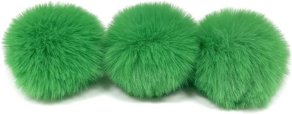 20 Stuks 5 cm Pompoms van Nepbont voor DIY Creaties, Hoeden, Tas Hangers en Sleutelhangers in Grasgroen