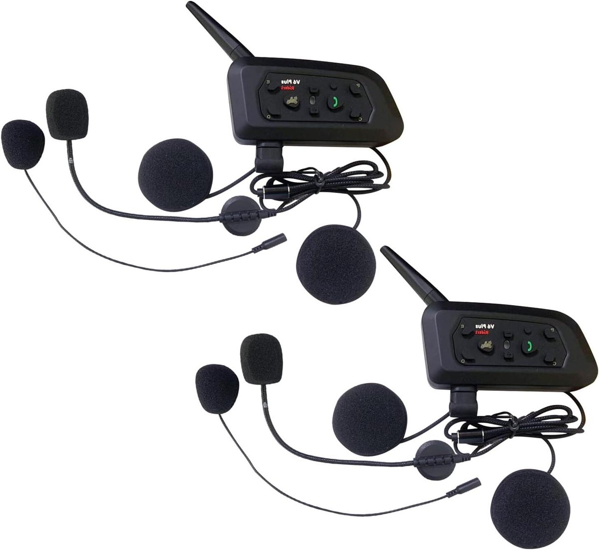 Motorhelm Communicatie - Intercom Systeem - Motorrijden Communicatie - 1200m Bereik 6 Personen - Pakket 23cm - Zwart