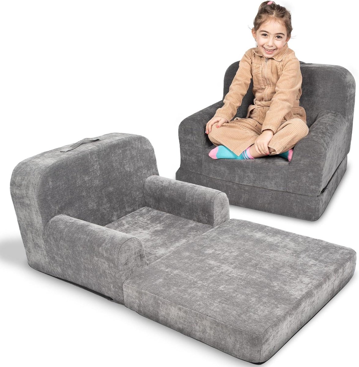 Kinderbank - Peuterstoel - Spelen en relaxen - 2-in-1 converteerbaar - 50.8 x 63.5 cm - Grijs