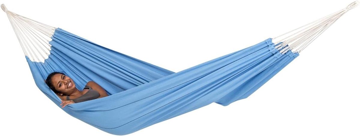 XL Hangmat - Dubbele Hangmat - Ontspannen Buiten - Hoge Kwaliteit Katoen - 340 x 150 cm - Blauw