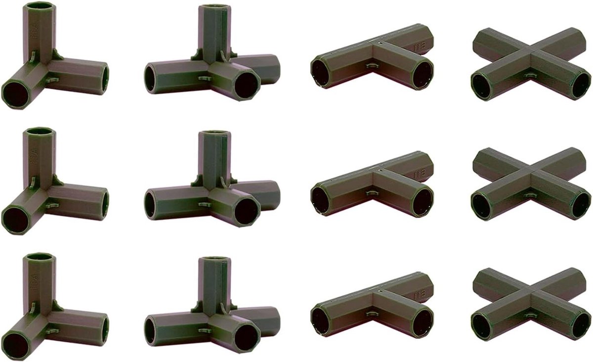 Broeikas Frame Connectoren - Kas Bouwstukken - Stabiele Ondersteuning - 4 Soorten - 16MM - Zwart