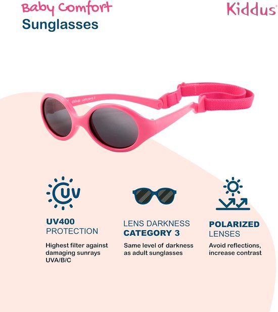 Flexibele Baby Zonnebril Roze 0-18 Maanden - 100% UV400 Polariserende Glazen van Merkloos — afbeelding 5