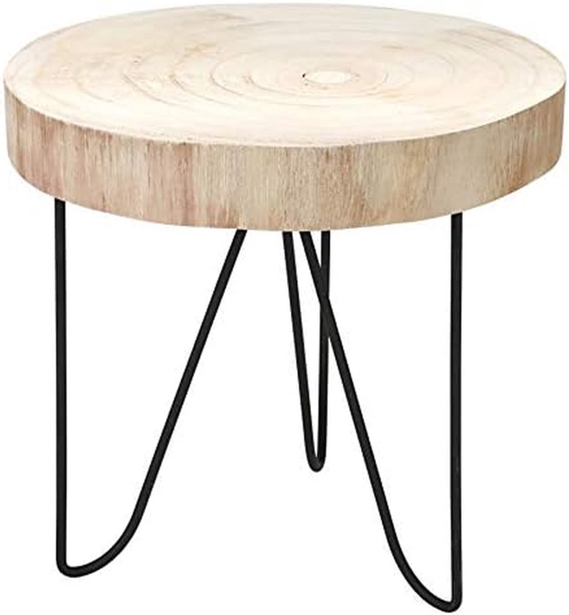 Rustieke bijzettafel - Houten tafel boomschijf - Decoratief meubelstuk - Massief hout blad - 29 cm diameter - Natuurlijk hout