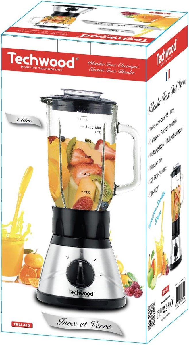 Klassieke Blender - Krachtige RVS en Zwarte Staafmixer voor Smoothies en Meer — afbeelding 2