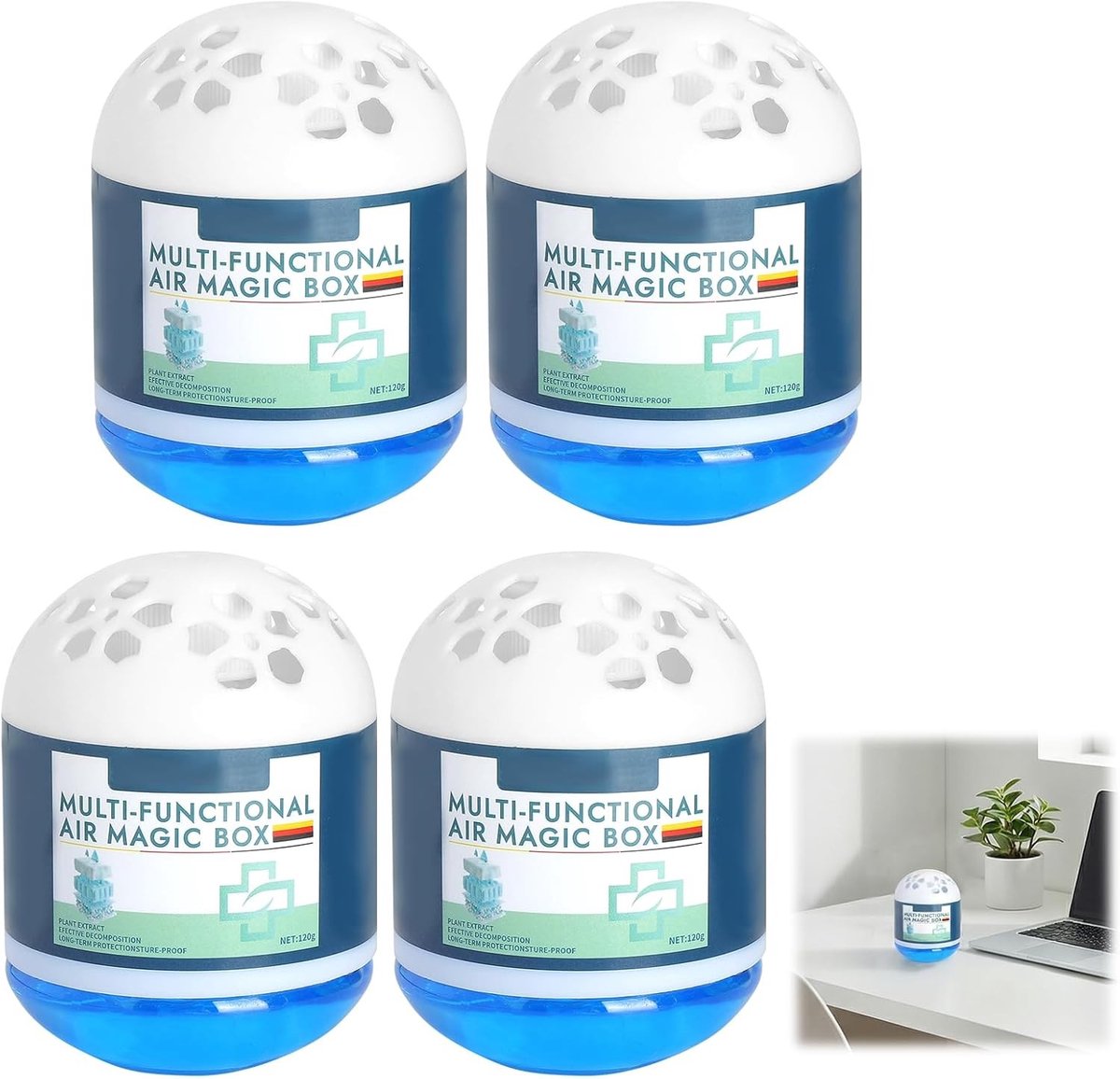 Multifunctionele Stofverwijderingsbox voor Thuisgebruik, Automatische Stofverzameling en Plantenextractformule, Ideaal voor Huisdierruimtes, 4 Stuks, Langdurige Frisheid en Hygiëne