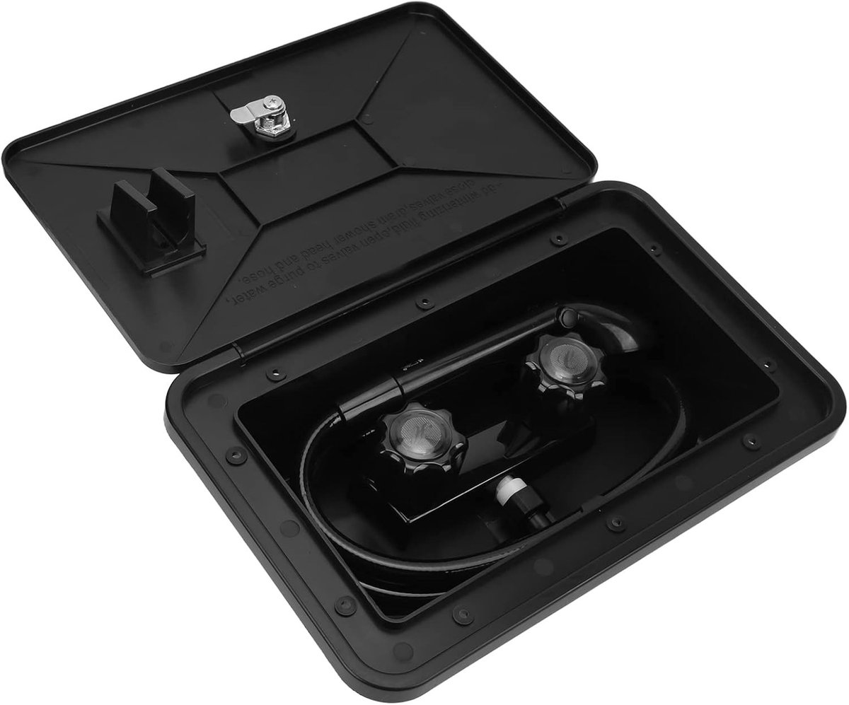 Buitendouche Set met Handdouche, Zwarte ABS Douchekit voor Caravan, Inclusief Sleutels en 