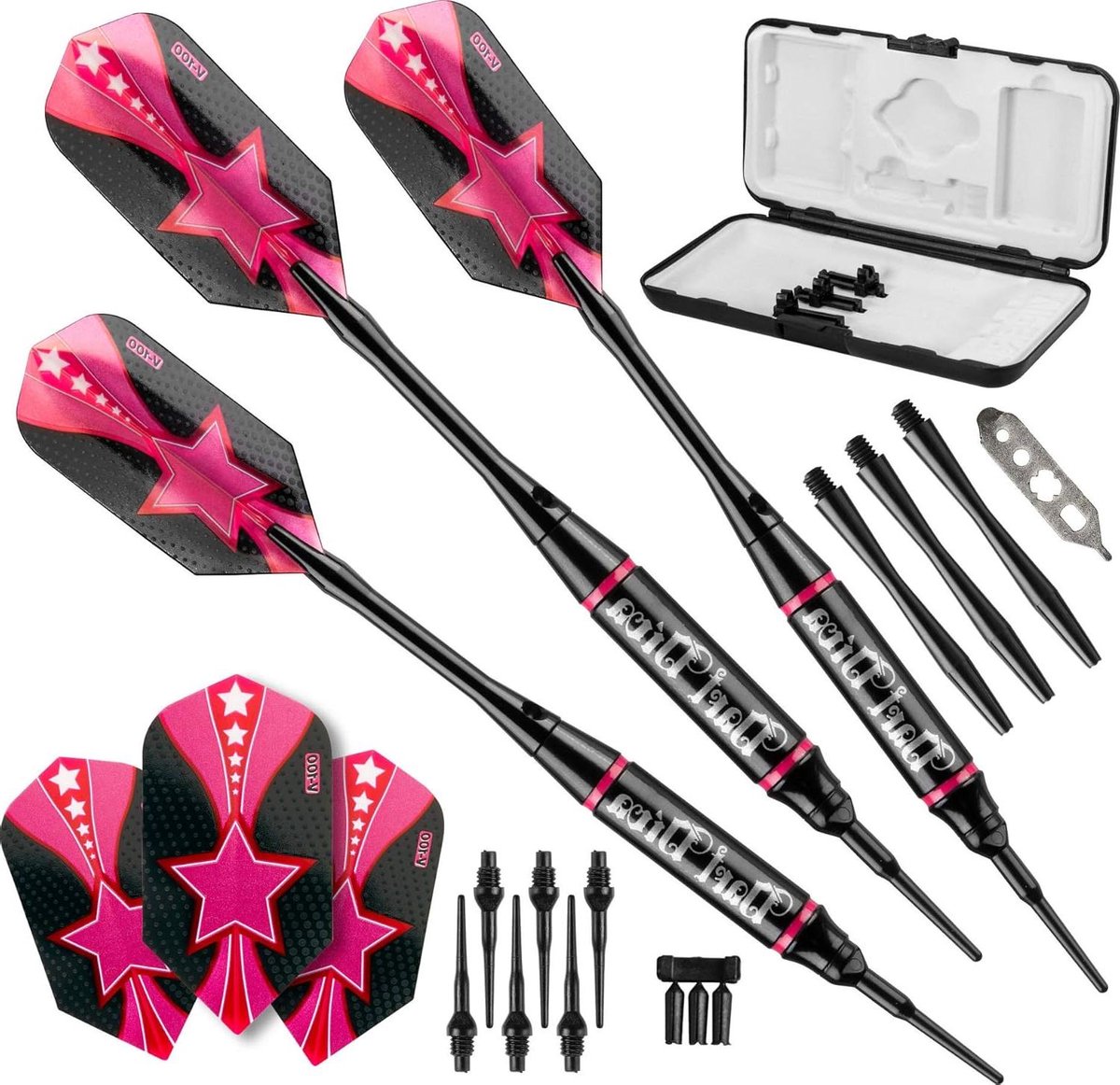 Soft Tip Darts - Dartpijlen Set - Precisie Werpen - Inclusief Opbergkoffer - 16 Gram - Roze