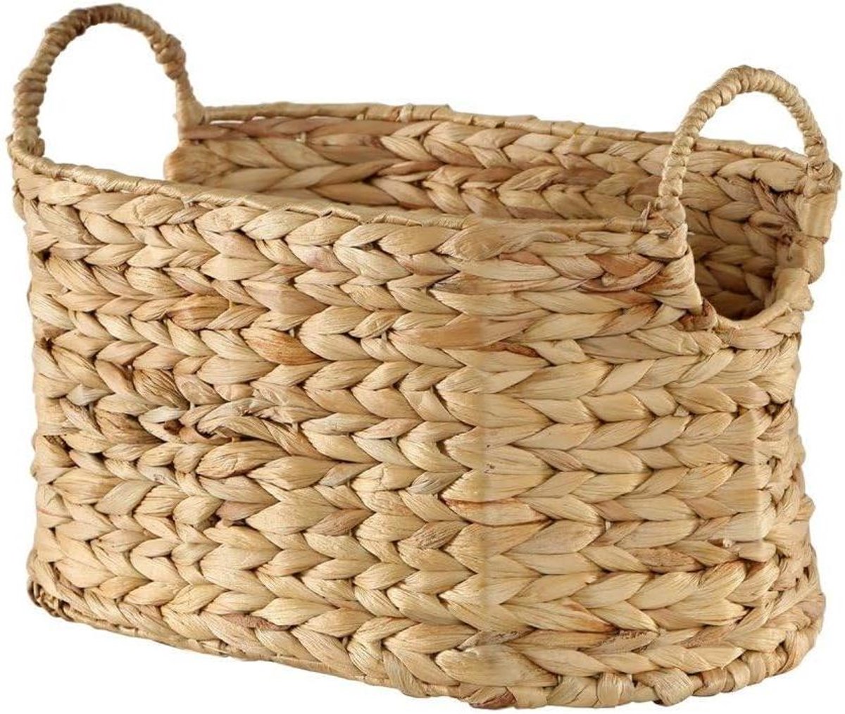 Water Hyacint Mand - Opbergmand Handig - Thuis Organiseren - Natuurlijk Design - 40 x 26 x 21 cm - Bruin
